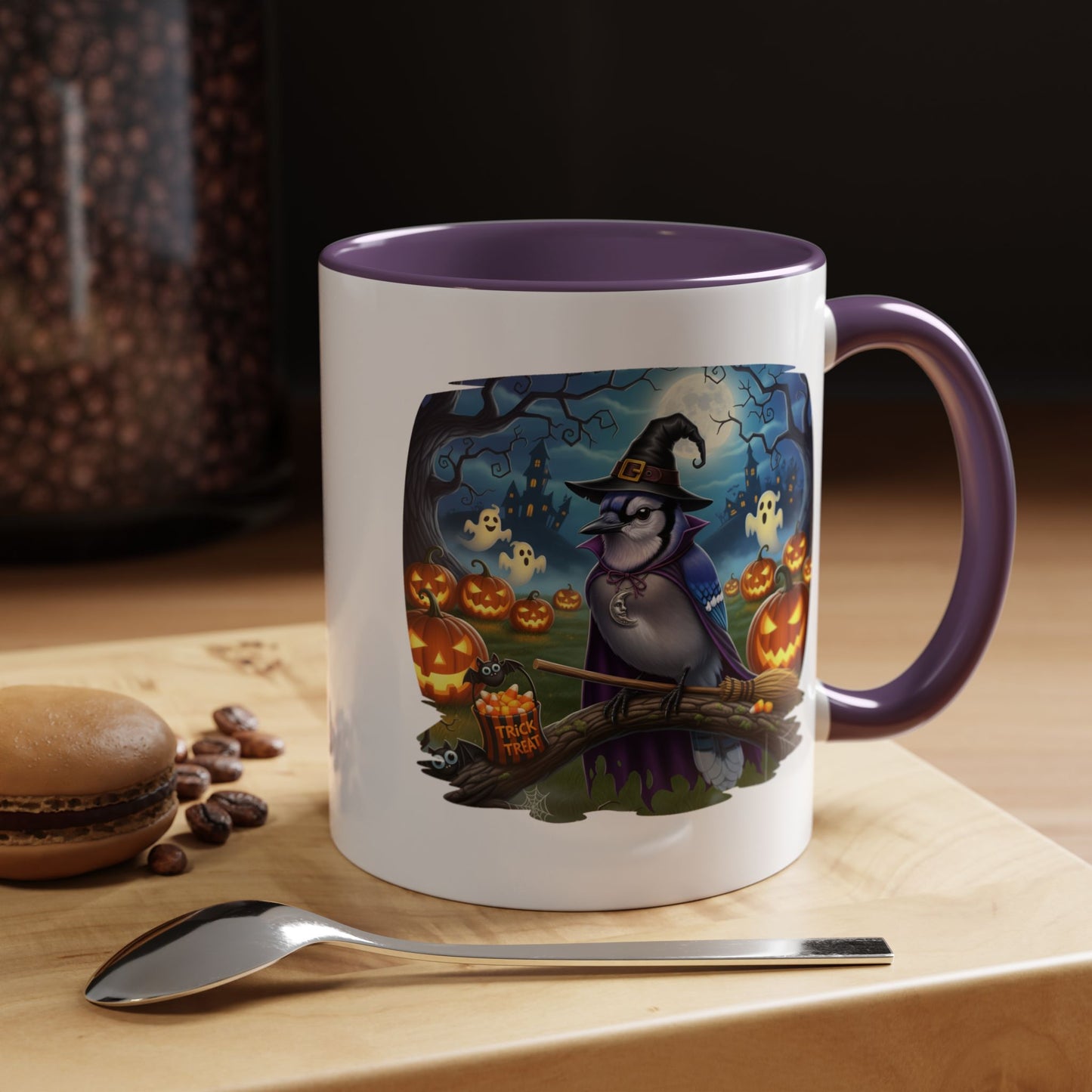 Blue Jay Halloween Bird Mug - Spooky Bird Lover Gift