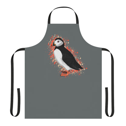 Puffin Bird Art Apron Dark Grey