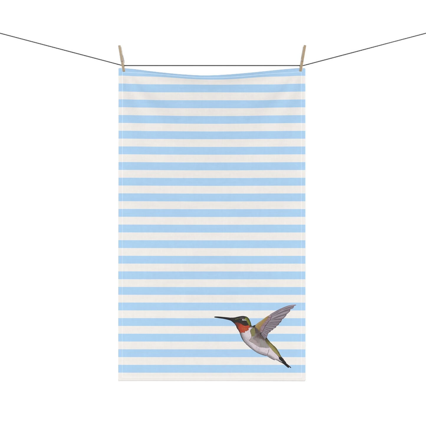 Hummingbird Bird Art Kitchen Towel Blue White 18" × 30"