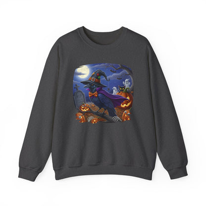 Black Raven Halloween Bird Sweatshirt - Spooky Halloween Costume for Bird Lovers