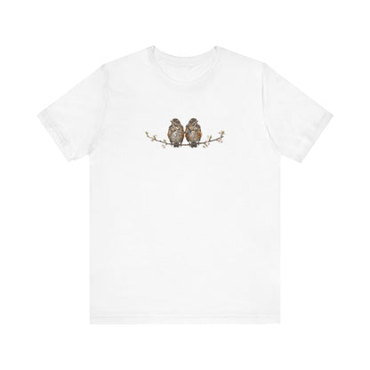 American Robin Fledgling T-Shirt | Spring Blossoms Unisex Graphic Tee for Bird Watchers