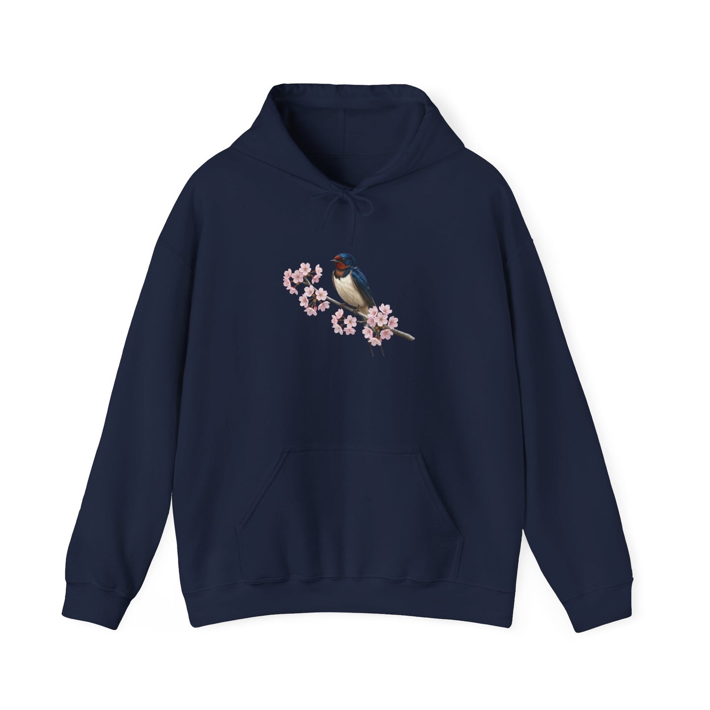 Barn Swallow on a Branch with Cherry Blossoms Hoodie Bird Lover & Bird Watcher | Unisex Sweater | Gift for Bird Lovers