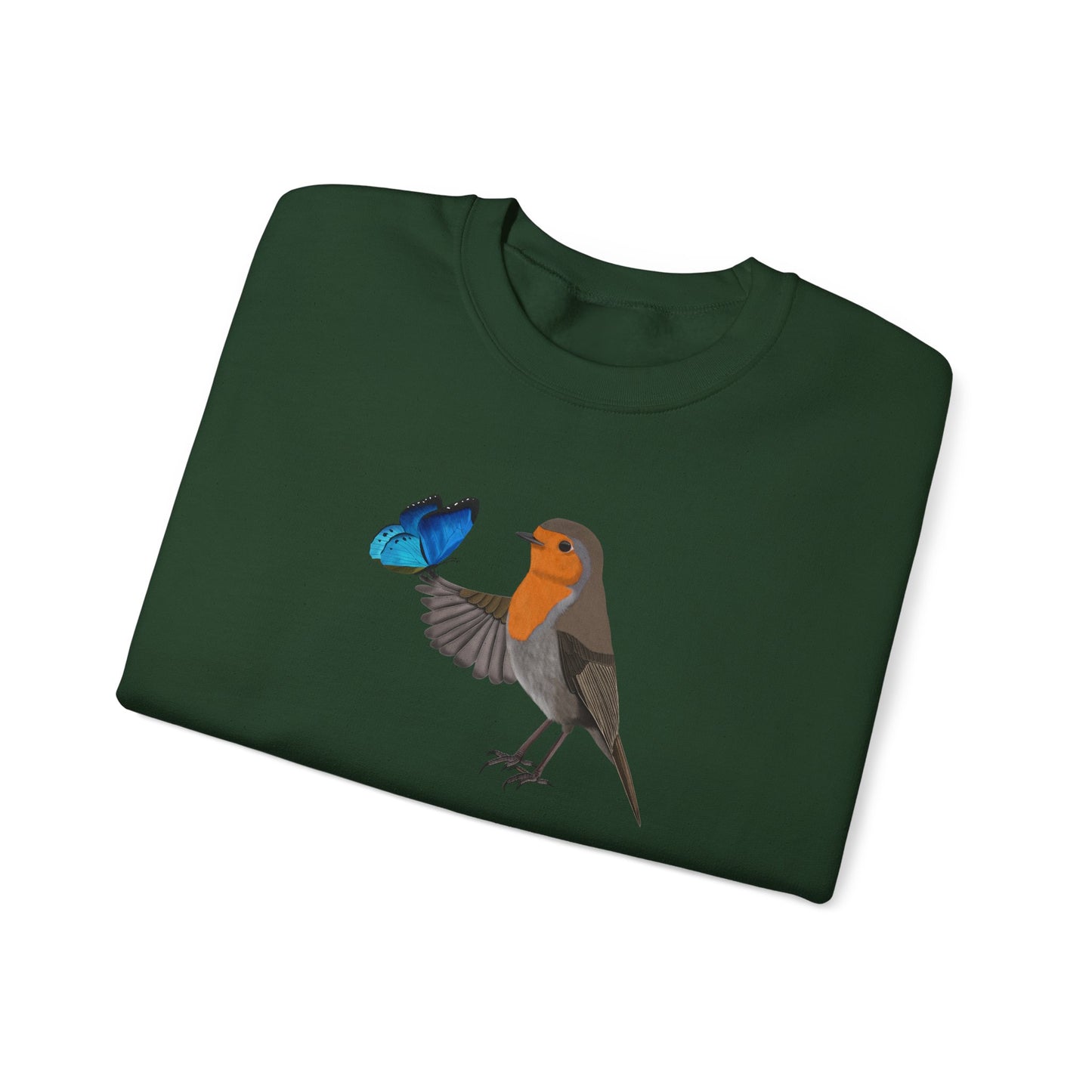 Robin with Butterfly Bird Birding & Birdwatching Sweatshirt