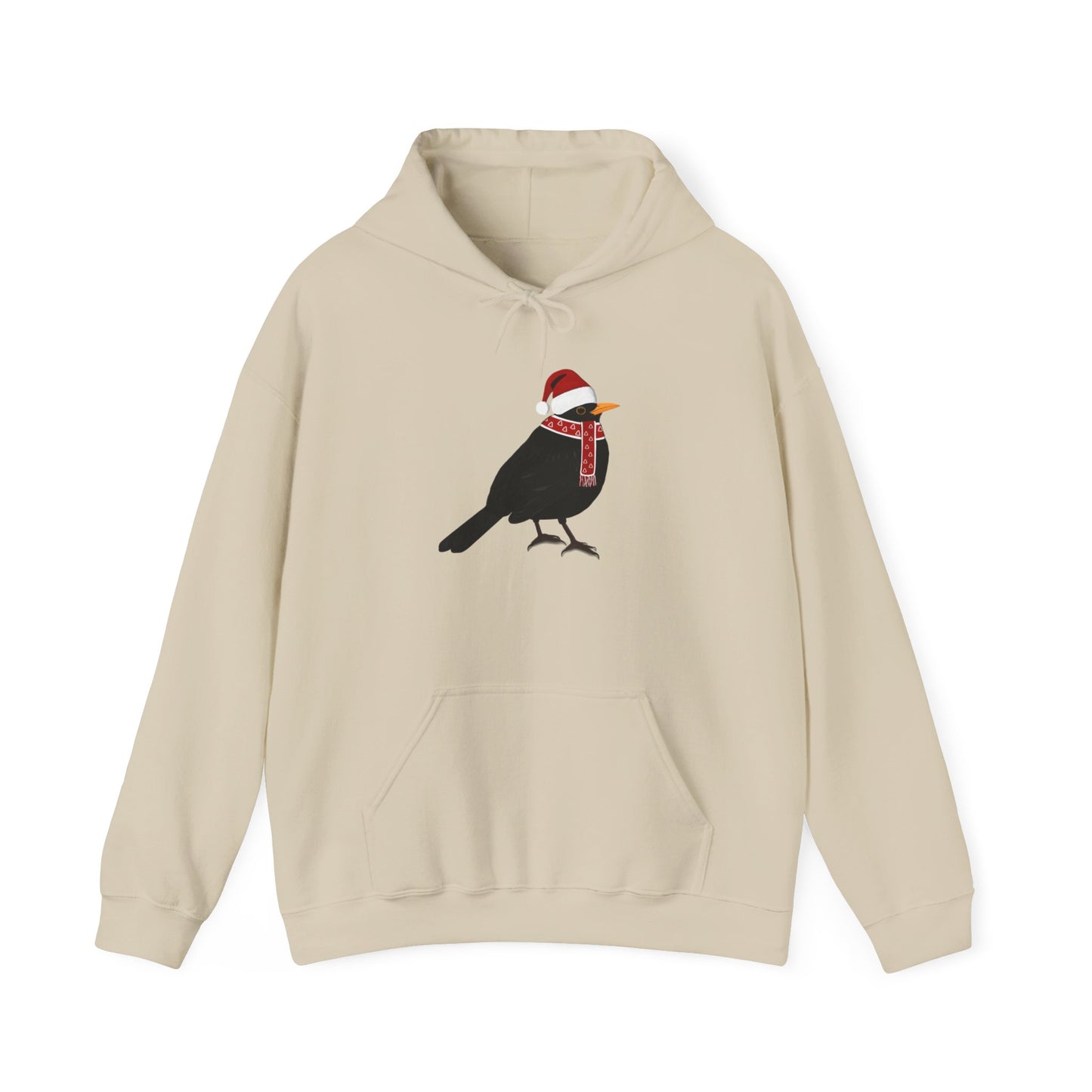 Blackbird Christmas Bird with Santa Hat Birdwatcher Birdlover Hoodie