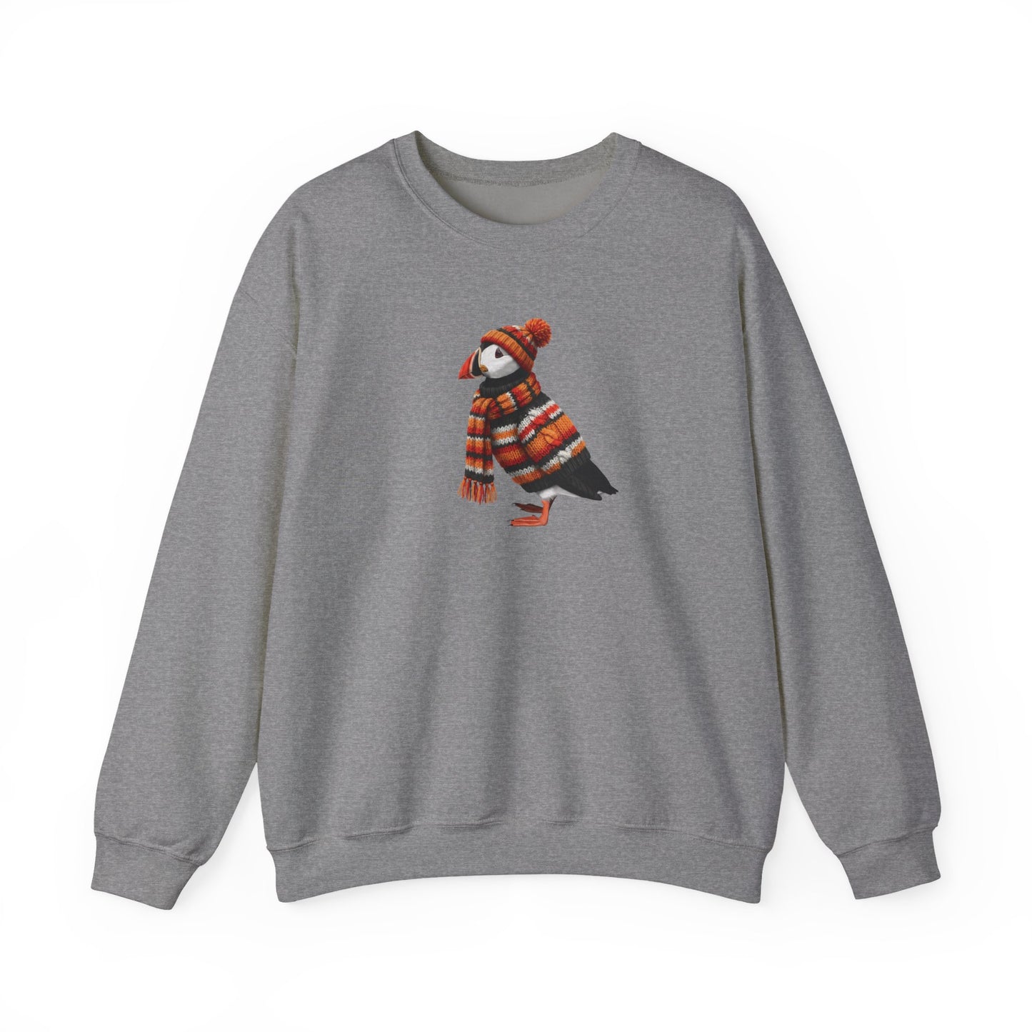 Puffin Winter Sweatshirt | Bird Watcher Crewneck | Unisex Songbirds Wearing Knit Gift for Bird Lovers