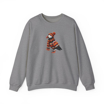 Puffin Winter Sweatshirt | Bird Watcher Crewneck | Unisex Songbirds Wearing Knit Gift for Bird Lovers