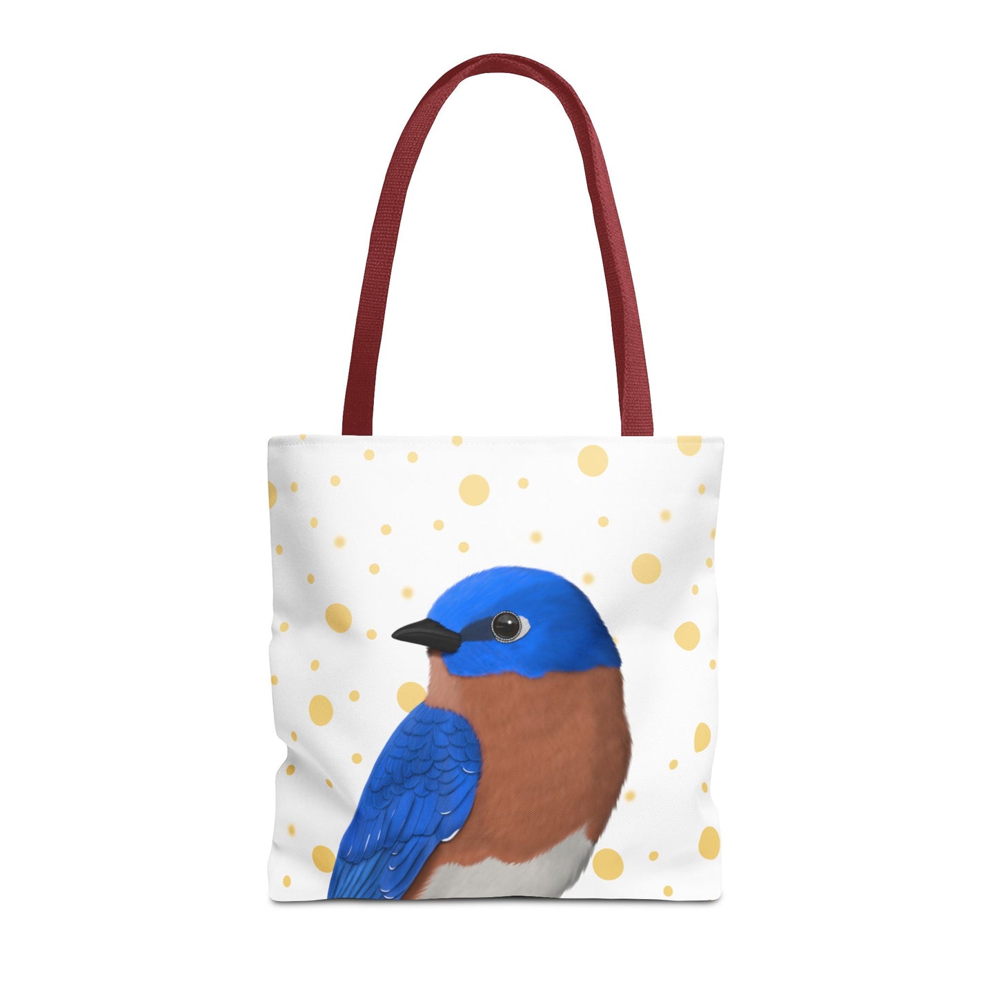 Bluebird Golden Dots Bird Tote Bag 16"x16" White