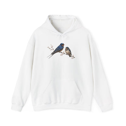 Barn Swallow with Fledgling Hoodie Bird Lover & Bird Watcher | Unisex Sweater | Gift for Bird Lovers