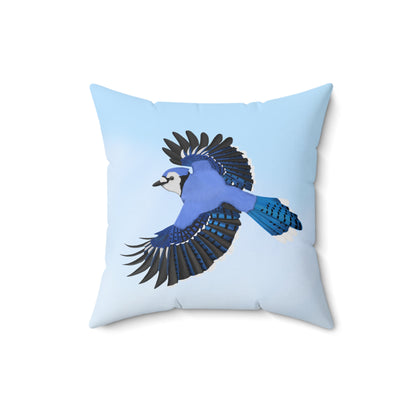 Blue Jay Birdlover Bird Throw Pillow 16"x16"