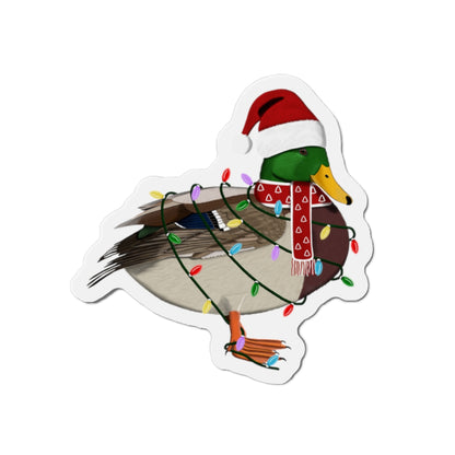 Mallard with Fairy Lights and Scarf Christmas Bird Magnet