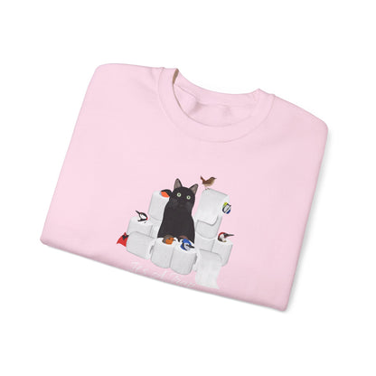 Black Cat with Birds and Toilet Paper Cat Lover Sweatshirt