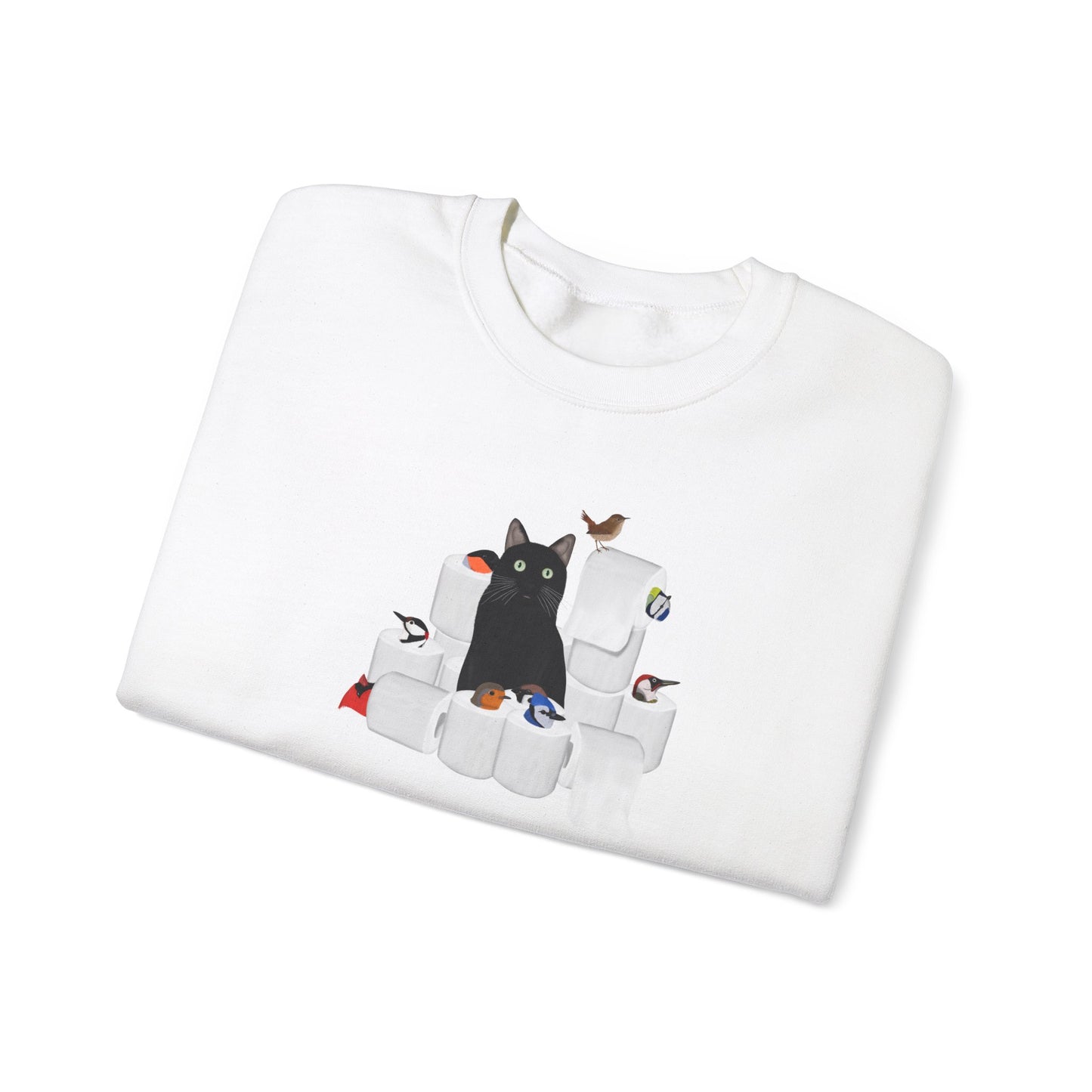 Black Cat with Birds and Toilet Paper Cat Lover Sweatshirt