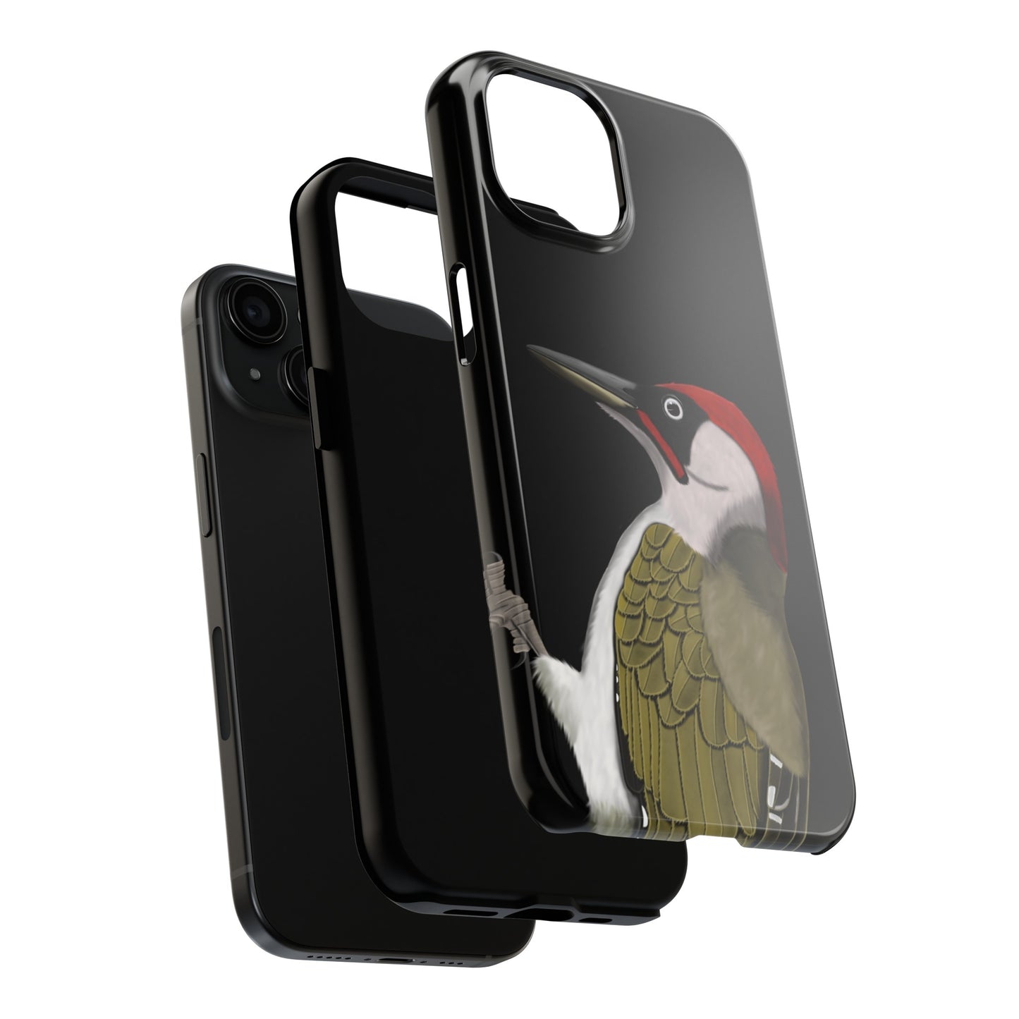 Green Woodpecker Bird Art Tough Phone Case Black
