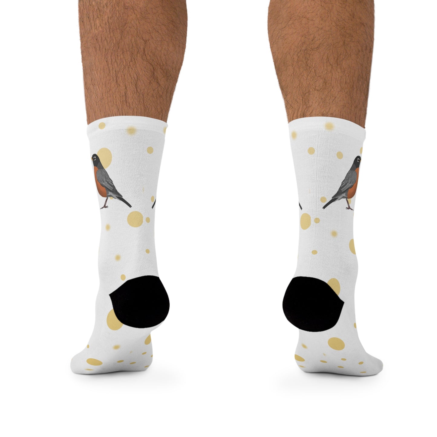 American Robin with Golden Dots Birding & Birdwatching Bird Socks White