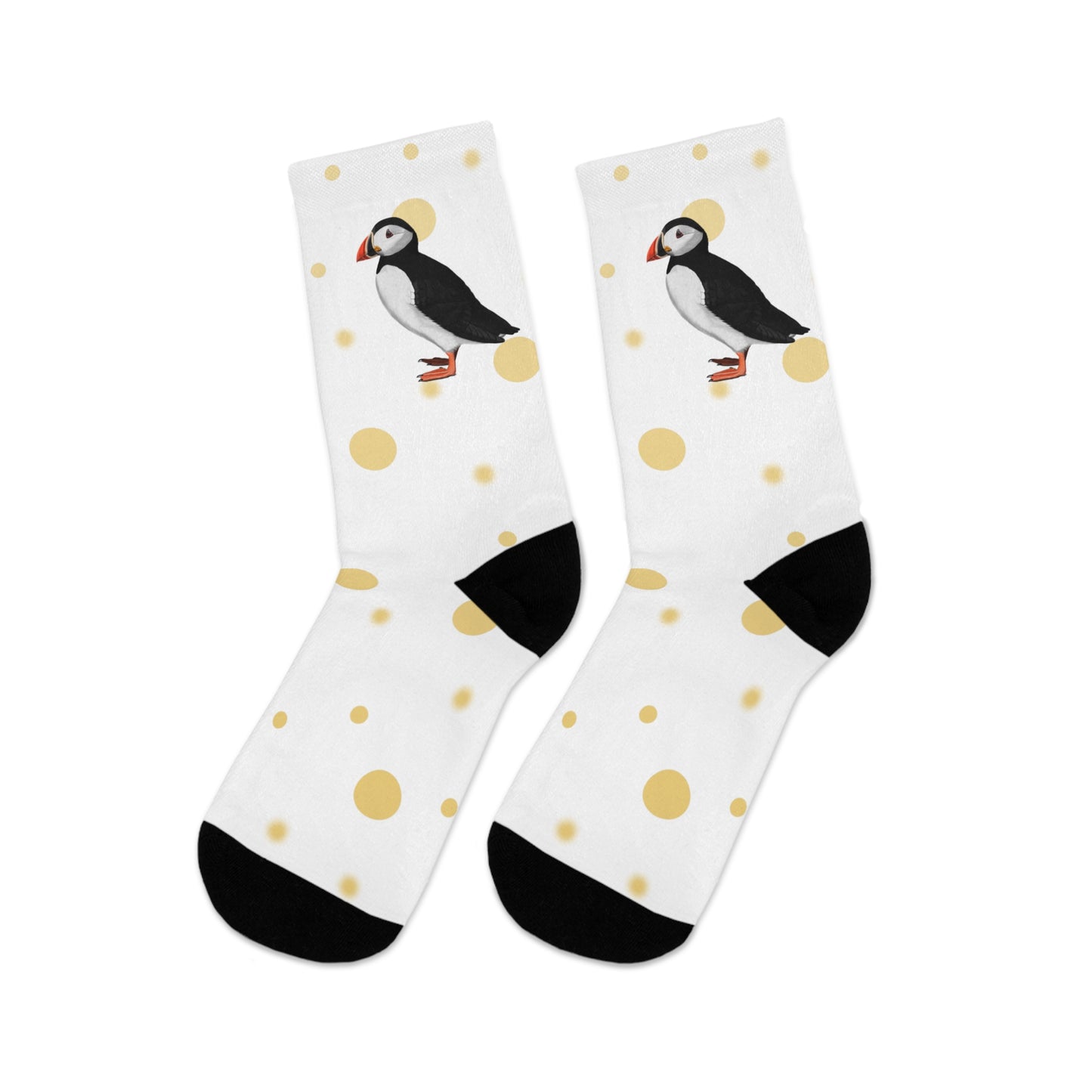 Puffin with Golden Dots Birding & Birdwatching Bird Socks White