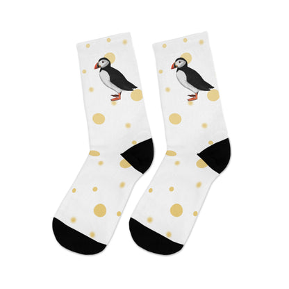 Puffin with Golden Dots Birding & Birdwatching Bird Socks White