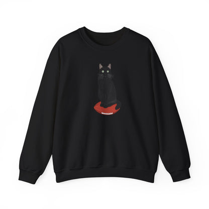 Black Cat with Football Cat Lover Sweatshirt