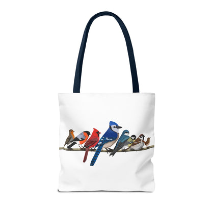 Birds on a Branch Tote Bag 16"x16" Blue Jay Cardinal Robin for Bird Lovers