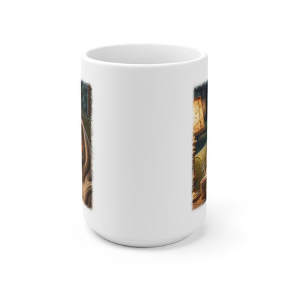 Gemütliche Rotkehlchen Kaffeetasse mit Lese-Motiv | Süße Keramiktasse für Buchliebhaber & Cozy Vibes