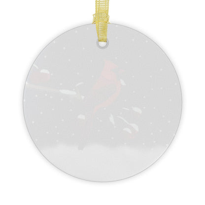 Cardinal on a Winter Branch Christmas Bird Glass Ornament