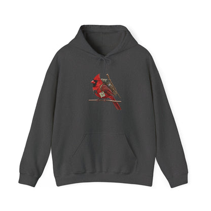 The Hiker Cardinal Hoodie - Adventure Bird with Backpack & Map | Outdoor & Birder Gift