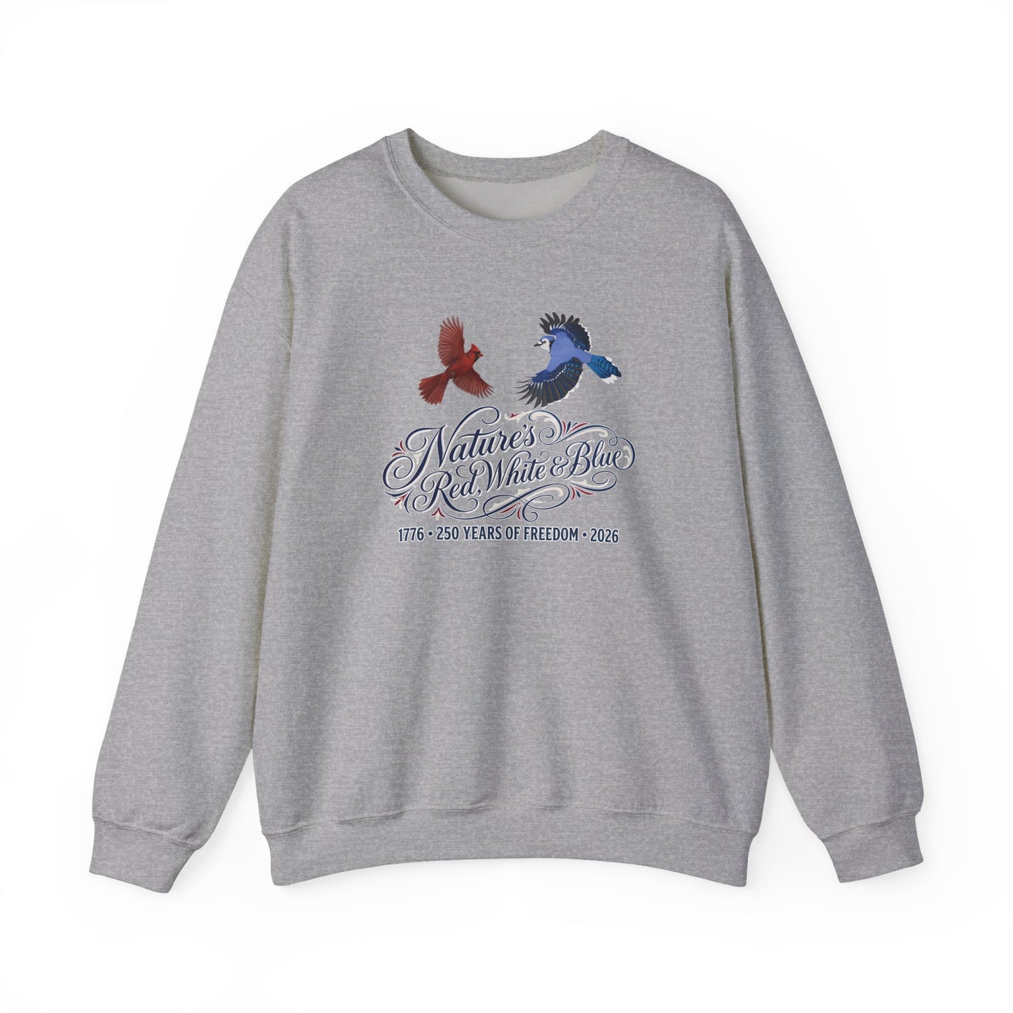 Blue Jay and Cardinal Sweatshirt in grey
