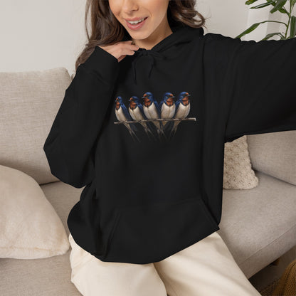 Barn Swallows on a Branch Hoodie Bird Lover & Bird Watcher | Unisex Sweater | Gift for Bird Lovers