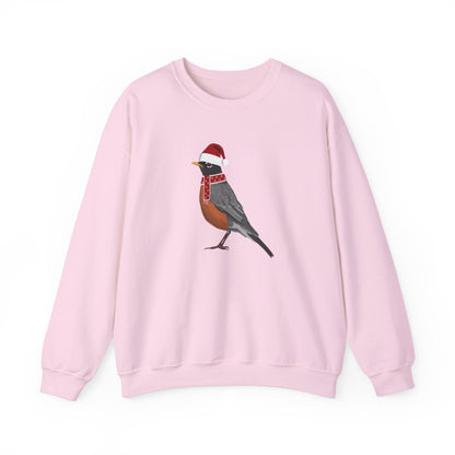 Robin with Christmas Hat Bird Birdwatcher Sweatshirt