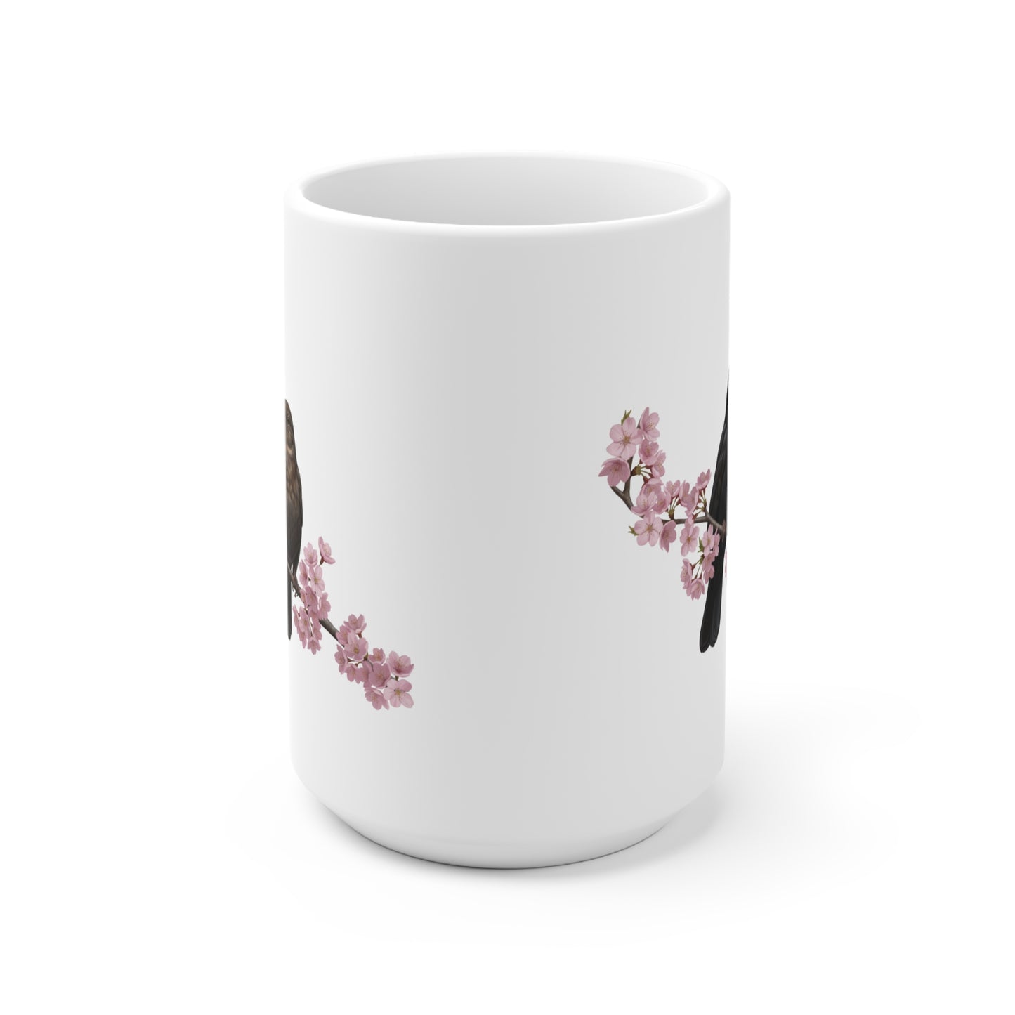 Mug Couple de Merles & Fleurs de Cerisier - Cadeau Romantique Nature