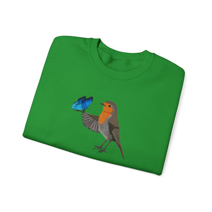 Robin with Butterfly Bird Birding & Birdwatching Sweatshirt