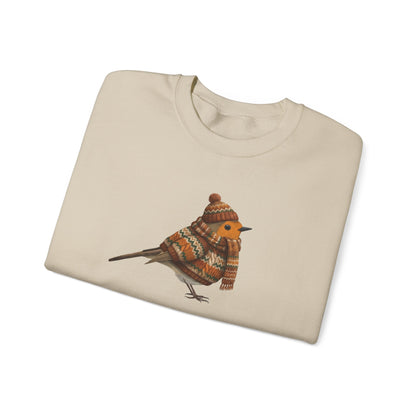 ロビン ウィンター スウェットシャツ | バードウォッチャー クルーネック | 鳥好きの方へのユニセックス ソングバード ニットギフト