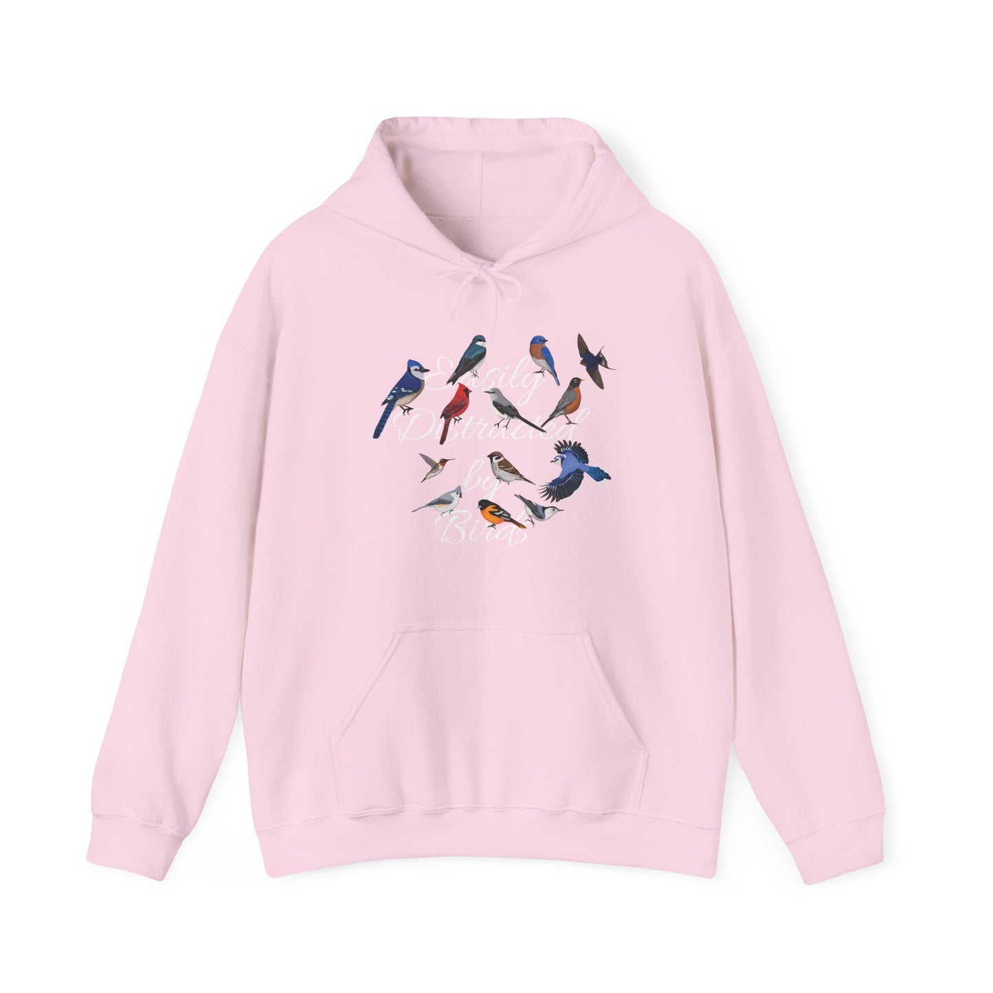 Easily Distracted by Birds Blue Jay Cardinal Hummingbird Hoodie