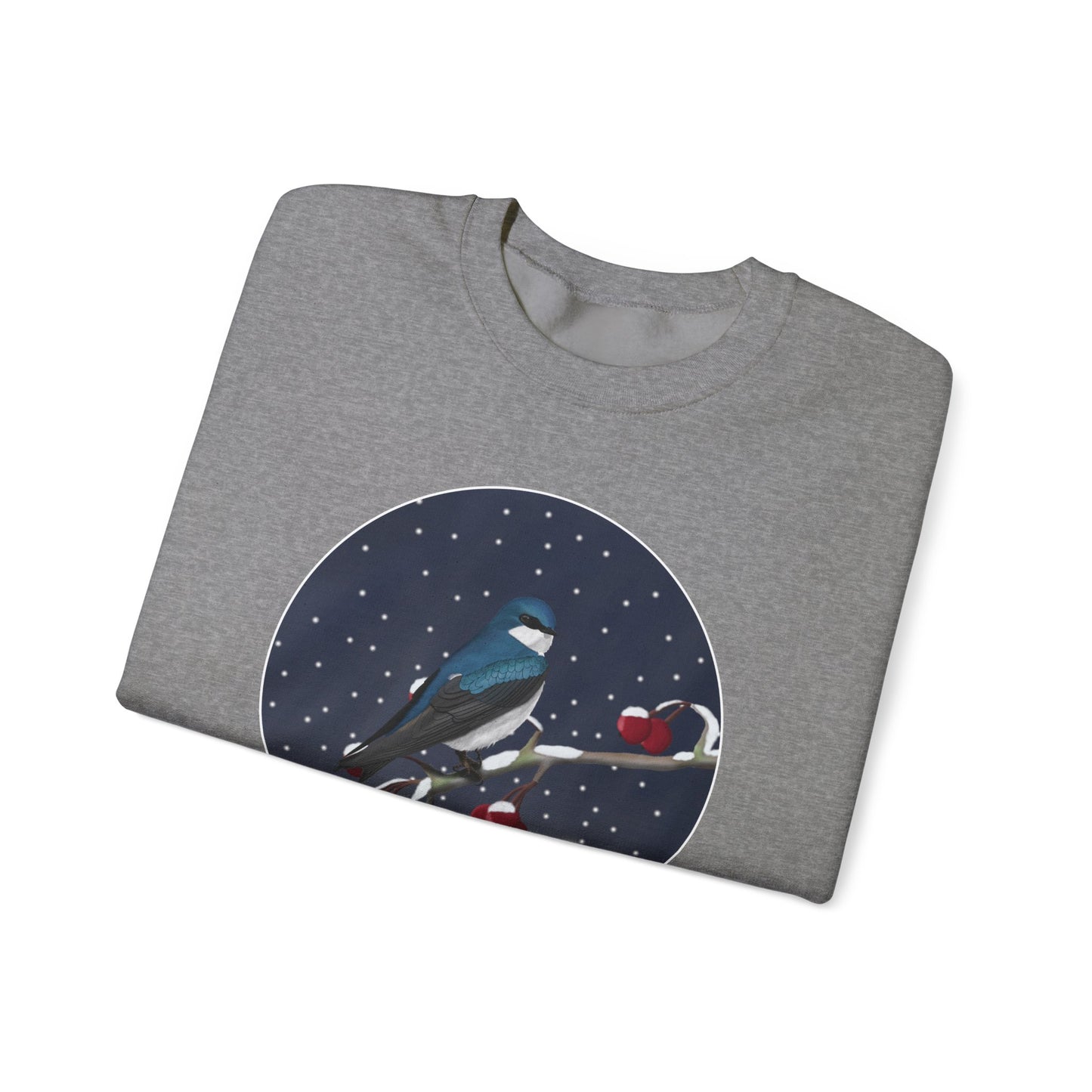 Tree Swallow on a Winter Branch Birdwatcher Christmas Bird Sweatshirt