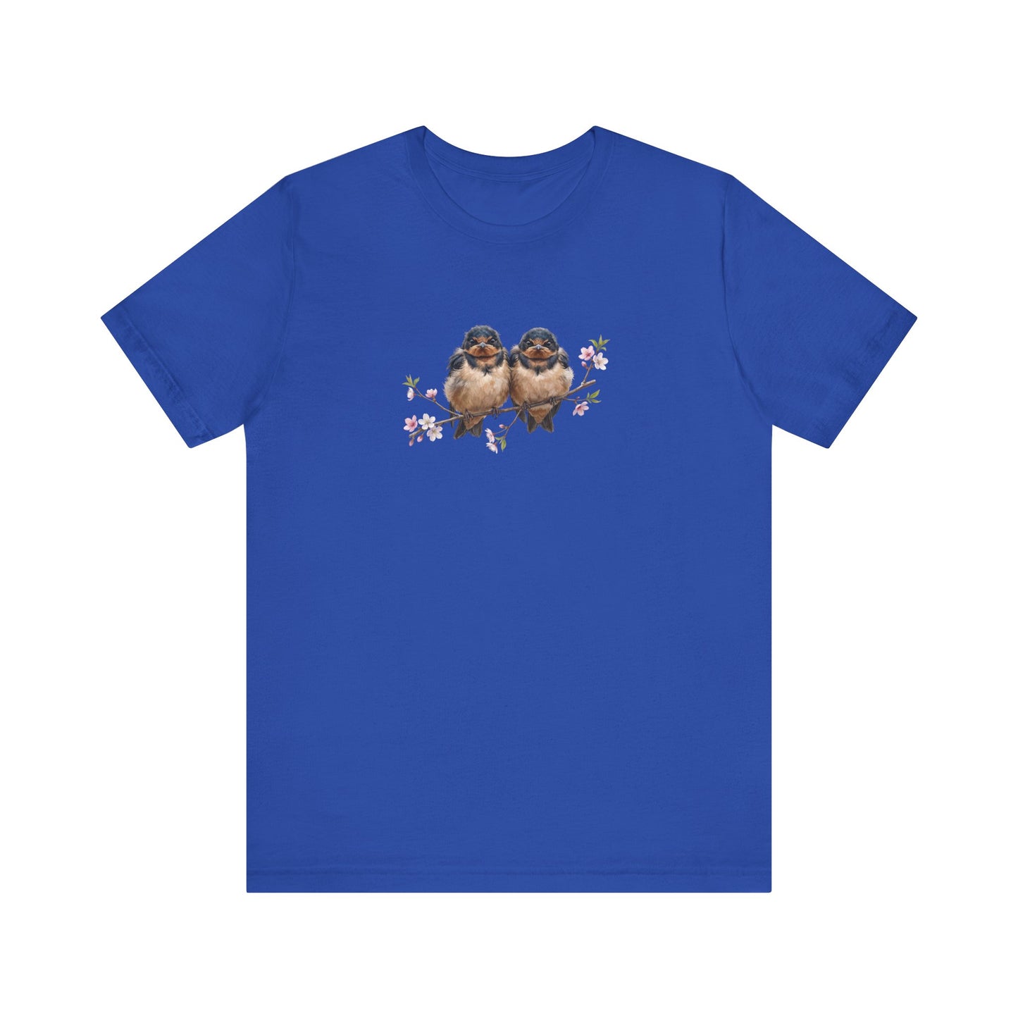 Barn Swallow Fledgling T-Shirt | Spring Blossoms Unisex Graphic Tee for Bird Watchers