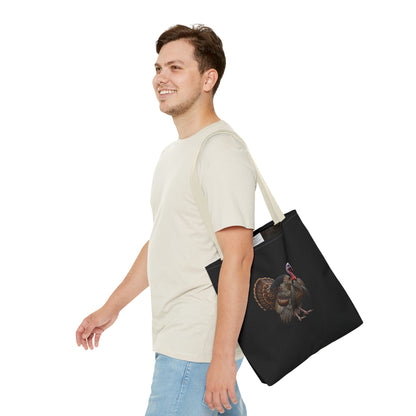 Thanksgiving Turkey Tote Bag | Wild Turkey on Black | Autumn Farmers Market Bag