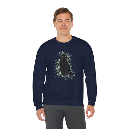 Black Cat with Green Dots Cat Lover Sweatshirt