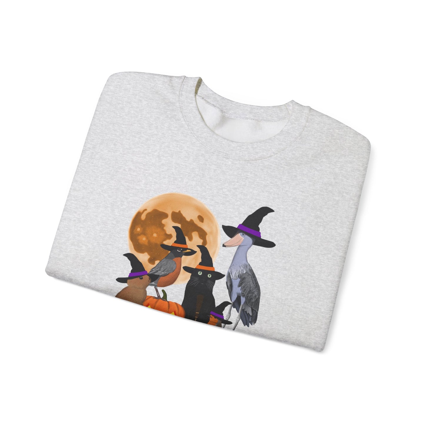 Robin Shoebill Rabbit with Cat and Bunny Halloween Bird Sweatshirt