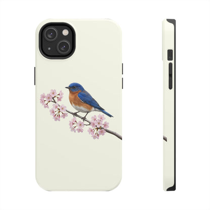 Bluebird & Cherry Blossom Tough iPhone Case Creamy White