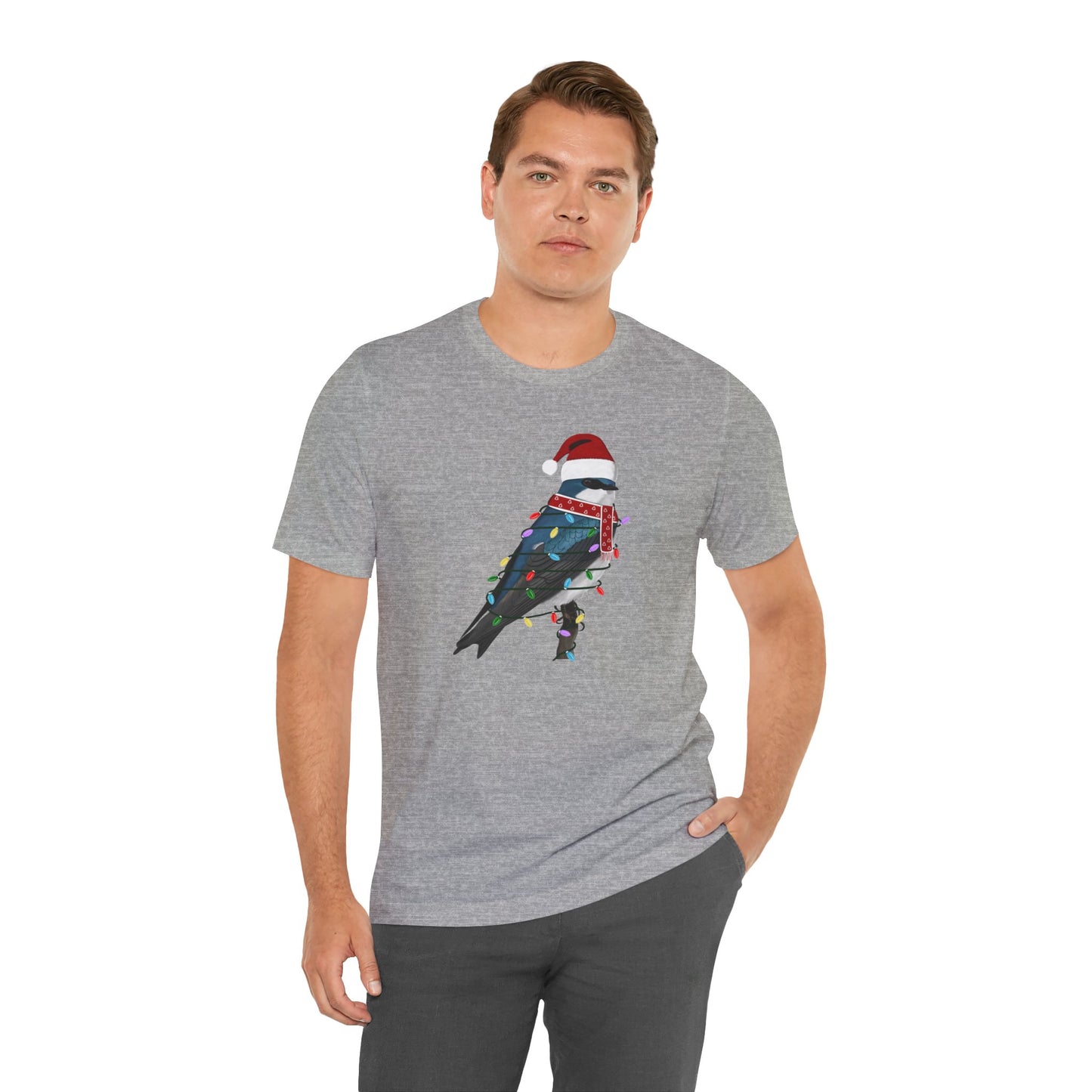 Tree Swallow with Fairy Lights Christmas Bird T-Shirt