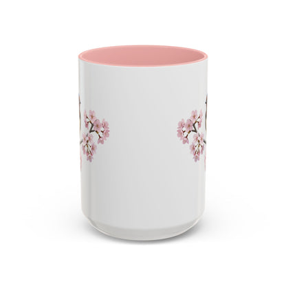 Barn Swallow Cherry Blossom Mug | Pink Ceramic Coffee Cup for Bird Lovers