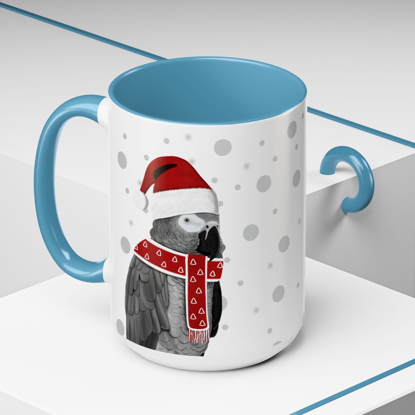 Grey Parrot Christmas Bird Coffee Mug