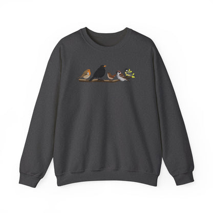 Vögel auf einem Ast Vogel Sweatshirt Amsel Rotkehlchen Kohlmeise Zaunkönig Spatz
