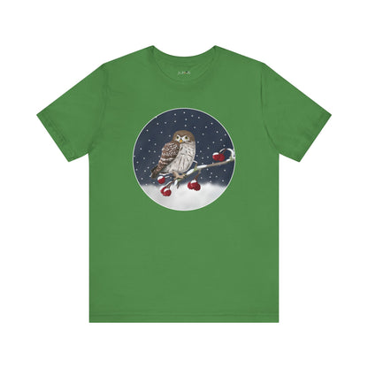 Owl on a Winter Branch Birdwatcher Christmas Bird T-Shirt