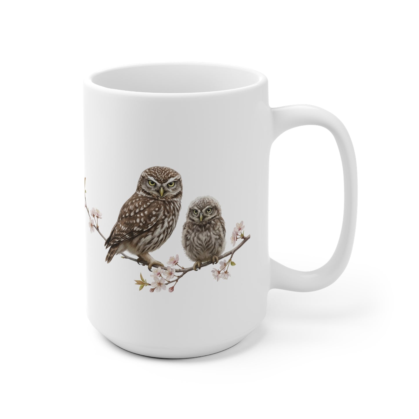 Steinkauz mit Ästling Premium Keramiktasse | Geschenk für Vogelbeobachter