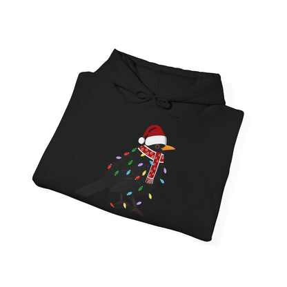 Amsel Weihnachts-Hoodie - Vogel als Weihnachtsmann mit Lichterkette Sweater