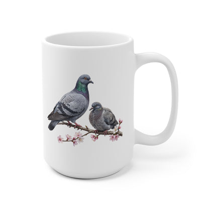 Taube mit Ästling Premium Keramiktasse | Geschenk für Vogelbeobachter