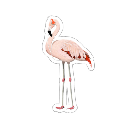 flamingo music headphones bird art sticker