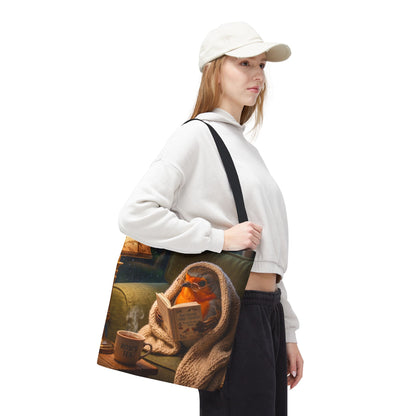 Robin Rosi Cozy Reading Tote Bag for Book Lovers and Bird Enthusiasts