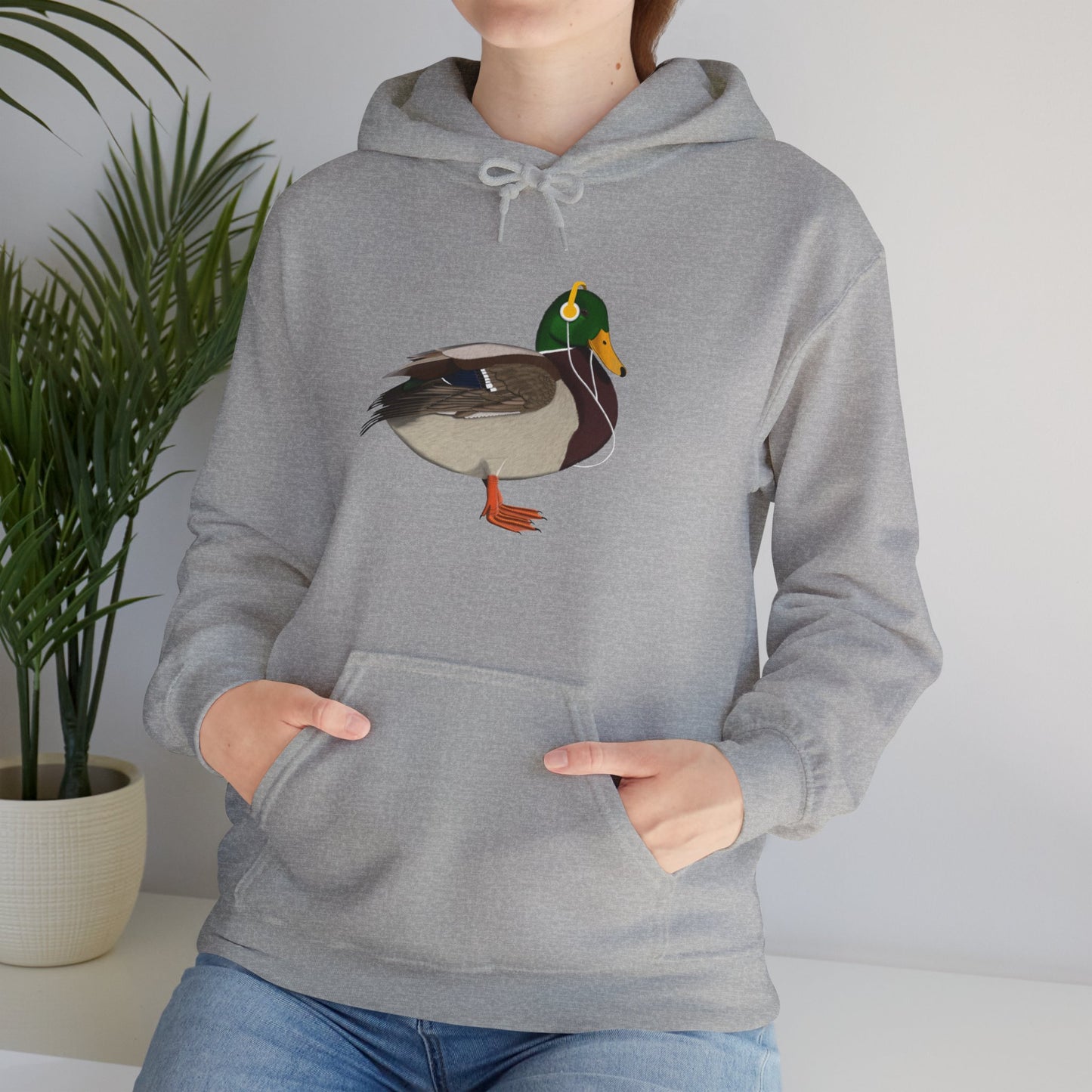 Mallard with Music Headphones Bird Birdwatching Birdlover Hoodie