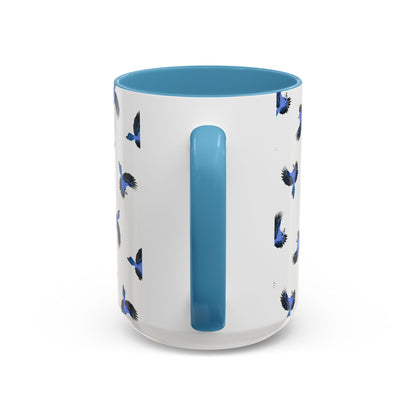 Blue Jay All-Over Pattern Accent Mug | Colorful Bird Lover Gift for Birdwatchers